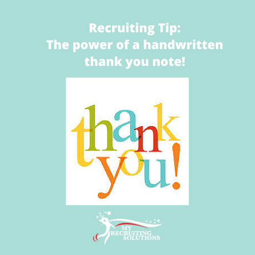 handwritten thank you notes to college coaches @ MyRecruitingSolutions